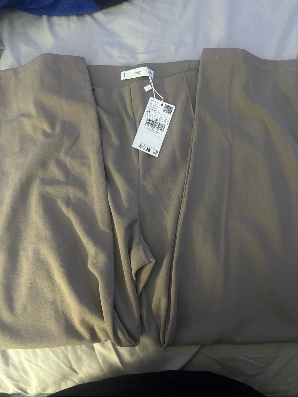 Mango Taupe-Gray Wide Leg Trousers with Front Pleat